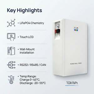 Batterie murale LiFePO4 5kW 15kWh pour stockage d'énergie solaire domestique avec sortie AC - Product Image 2