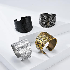 Fashion <b>Cuff</b> <b>Bracelets</b> Solomon Star Titanium Steel Men's Jewelry Black Antique <b>Silver</b> Bronze Color Options - Product Image 1