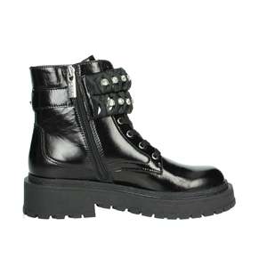 Bottines pour femmes Liu-Jo en cuir noir avec boucle en strass et semelle épaisse - Product Image 4