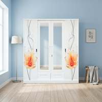 Armoire moderne en acier avec miroir pour chambre à coucher, meuble de rangement