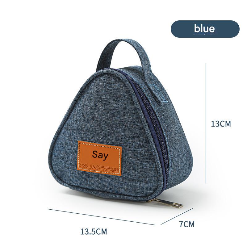 3-PCS Blue Triangular Insulated Lunch Bag with Food-Grade Aluminum Lining for Heat Preservation and Freshness, Ideal for Meals, Snacks, Eggs, and Milk on the Go