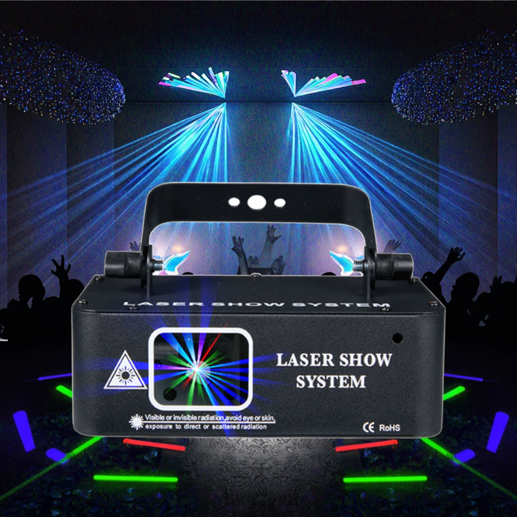 YSH DJ Laser Projection Lights 3D Animation RGB DMX512 Sound Activated Beam Effect Scan Bar Wedding Nightclub Green Blue 150