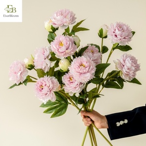 Peony White Pink <strong>Artificial</strong> Silk <strong>Flowers</strong> 3 Heads Preserved Peonies for Wedding Home Decor-for Mother's Day Christmas - Product Image 2
