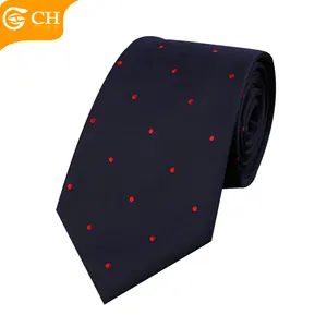 Best Selling Blue Navy Black Ties China Good Quality Fashion Design Silk Neckties Business Dotted Polyester Ties For Men