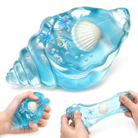 Jouet anti-stress en forme de conque bleue et jaune, jouet sensoriel de plage, jouet à presser en forme de coquillage pour adultes et enfants