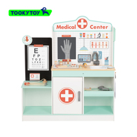 Juego de Centro Médico de Juguete Pequeño Doctor Caja Médica Escena de Juego de Rol Juguete Simulado de Madera Juguete Grande para Niños