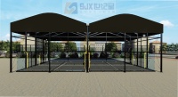 Terrain de padel résistant au vent et aux intempéries avec toit amovible, installation facile, cadre en acier durable panoramique personnalisé