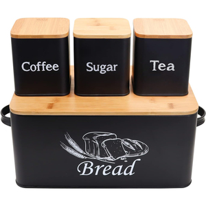 ภาชนะโลหะสำหรับใส่ขนมปังในครัวพร้อมโหลใส่กาแฟน้ำตาลชา - Product Image 1