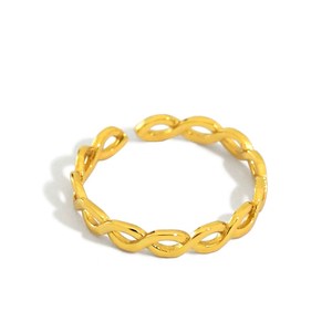 时尚扭曲戒指925纯银戒指铑18k黄金珠宝可调戒指女性 - Product Image 1