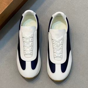 Blue White Casual Walking <b>Shoes</b>-luxurious High-end Designer Lace-up Sporty Genuine Leather <b>Upper</b> Mesh Breathable Sports <b>Shoes</b> - Product Image 3
