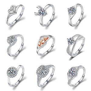 Bague ouverte réglable pour femme en cuivre imitation moissanite PFT - Sensation de luxe léger et haut de gamme - Product Image 2