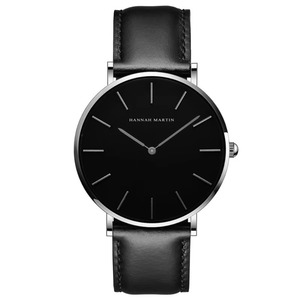 Montre à quartz pour homme 40 mm, 3 ATM, bracelet en cuir et tissu, boîtier en alliage, style décontracté et minimaliste, vente en gros - Product Image 1