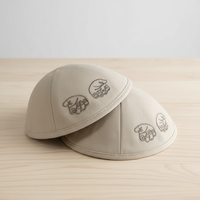 Kippa en lin beige à 4 panneaux, personnalisable avec broderie et logo imprimé numériquement, respirante, toutes saisons, style Moyen-Orient, vente en gros
