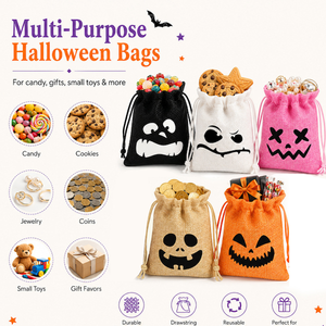 Nuova Borsa con Coulisse 2026 per Snack e <span class=keywords><strong>Caramelle</strong></span> a Tema Ghost Face, con Sacchetto in Lino, Divertente Sacchetto Regalo Fantasma per Promozioni - Product Image 4