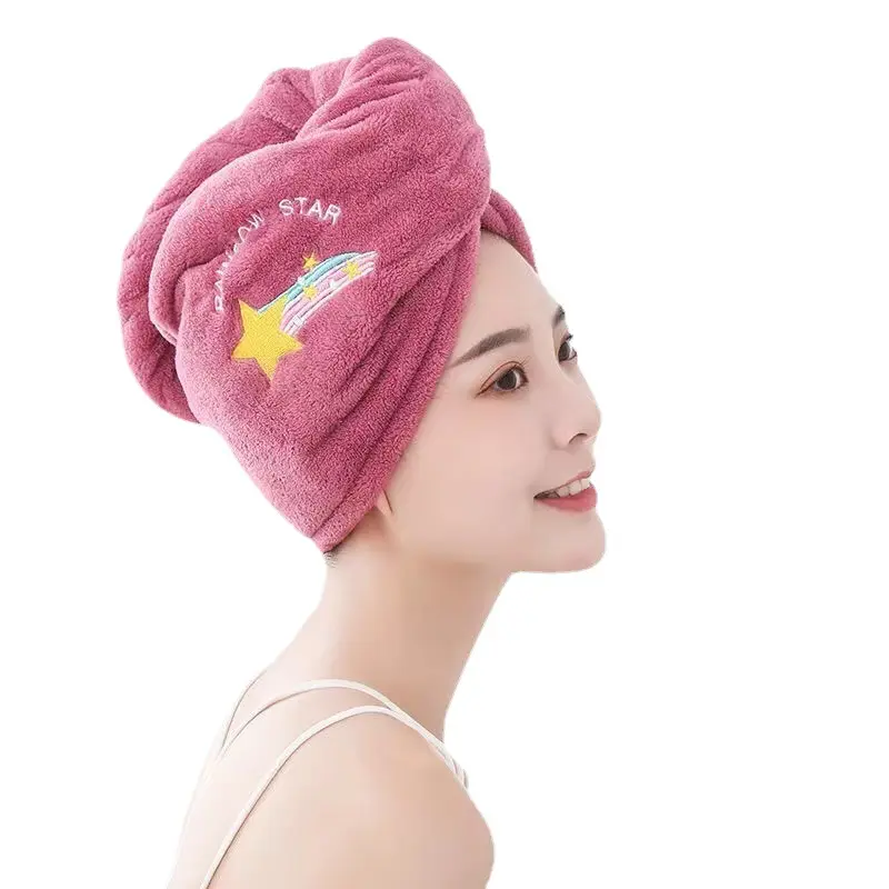 Embroidered microfiber hair towel for women soft salon dryer hair scrunchie hair towel wrap shampoo head towel