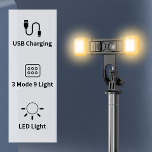 Q05 Trépied perche à selfie multifonction 8-en-1 avec anneau lumineux de 10 pouces et batterie 1800 mAh, avec adaptateurs 1/4 pour caméra d'action <span class=keywords><strong>GoPro</strong></span> et appareil photo numérique - Product Image 3