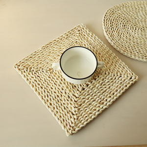 Woven Corn Husk <b>Placemats</b> <b>Round</b> 11Cm 22Cm 30Cm 35Cm 30X45Cm Heat Insulating Reusable Home Use Solid Color - Product Image 4