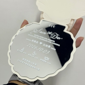 Carte d'invitation de mariage élégante en acrylique en forme de coquillage avec impression vanille, noms personnalisés, Guangdong Chine, modèle 324 - Product Image 2