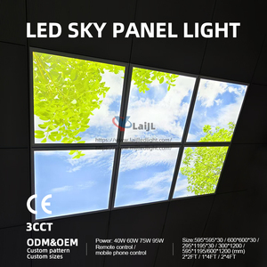 Hiện đại 600x600 mét 40 Wát CCT Lựa chọn ánh sáng phẳng làm sạch Văn Phòng TrườNg học bệnh viện LED Sky Bảng điều chỉnh 2x2ft lõm nhôm cho bề mặt - Product Image 2