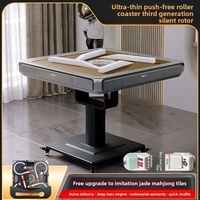 Table de Mahjong automatique 4 joueurs Roller Coaster, ultra-mince, en verre noir, pliable, sans poussée, silencieuse, avec système hélicoptère, personnalisable OEM