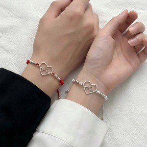 Pinky Promise Braided <b>Bracelet</b> Stainless Steel Heart Adjustable <b>Couple</b> Jewelry Unisex Valentine Gift - Product Image 3