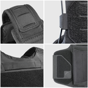 Gilet tactique léger en nylon 500D noir avec système MOLLE découpé au laser et système de déverrouillage rapide (modulaire/extensible) - Product Image 6