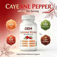 Capsules de piment de Cayenne à marque privée OEM, 350 unités, 150 mg, extrait 10:1, complément alimentaire