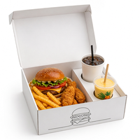 Impression personnalisée, écologique, biodégradable, recyclable, carton blanc de qualité alimentaire, restauration rapide, hamburger, frites, restaurant