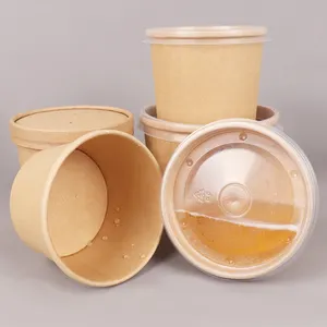 Cheapest Hot Soup Container Bowls White Kraft Bamboo Paper Biodegradable Disposable High Quality Paper Soup Cups
