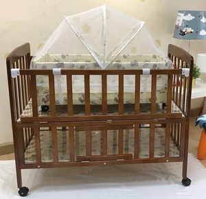 Wooden Baby Cot Design Adjustable Kid Toddler Beds Wooden Bed Child Sleeping Bed With Mosquito Net and Storage Space - Product Image 2