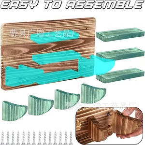 Wooden Ping Pong Rack 3 Tier <b>Wall</b> Mounted Racket Organizer <b>Storage</b> Shelf For Living Room - Product Image 3