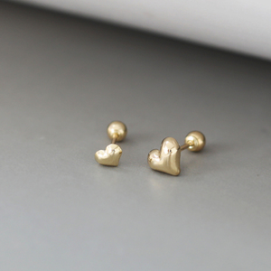 Pendientes de Oro Puro Coreano de 14K con Forma de Corazón de Durazno, Estilo Exquisito, Semi-3D, Lujo Ligero, para Mujer - Product Image 3