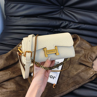 Sac à bandoulière en cuir véritable pour femme, style coréen, avec chaîne, haut de gamme, vintage, polyvalent, petit format carré, fermeture éclair