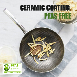 Thiết Kế Mới Vòng Không Dính 30 32 34Cm Tổ Ong Chảo Pan 3ply Thép Không Gỉ Gốm Không Dính Lai Chảo Với Nắp - Product Image 4