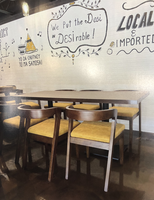 Ensemble de mobilier de restaurant pliable écologique moderne, chaise haute et table avec tabouret en bois pour hôtels, centres commerciaux, bars