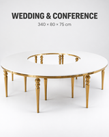 Table à manger pliante moderne de luxe en acier inoxydable, table serpentine demi-ronde, écologique, pour événements hôteliers et mariages