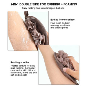 Vente en gros Éponge <span class=keywords><strong>de</strong></span> bain douce double face Gants en mousse Douche Loofah <span class=keywords><strong>Maille</strong></span> Brosse Boule <span class=keywords><strong>Gant</strong></span> exfoliant Pouf pour hommes et femmes - Product Image 2