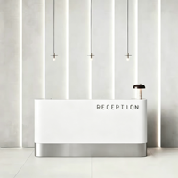 Comptoir de réception commercial de luxe, design moderne, en MDF durable, personnalisable, pour écoles et centres commerciaux, 26 ans d'expérience