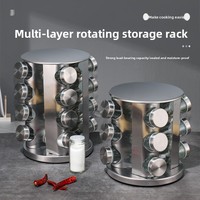 Organisateur de cuisine en acier inoxydable, tiroir métallique, étagère rotative en bois pour pots à épices, support de rangement pour assaisonnements, conception pour armoire