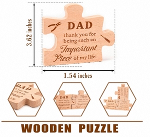 Puzzle en bois bloc décor écologique bricolage décor à la maison idées cadeaux pour papa fête des pères anniversaire fils fille enfants et bureau - Product Image 2