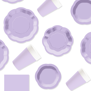 Ensemble d'assiettes en papier DAMAI de couleur violet clair pour 8 personnes, assiettes jetables pour dîner et dessert, pour mariage, anniversaire, fournitures de fête - Product Image 3