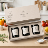 Boîtes rigides de luxe personnalisées avec logo imprimé en quadrichromie et gaufrage (carton) recyclables pour bougies individuelles avec couvercle et inserts