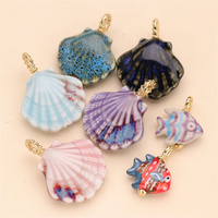Vente en gros DIY Fashion Céramique Shell Charm Pendentif poisson en porcelaine fait à la main pour la fabrication de bracelets colliers boucles d'oreilles