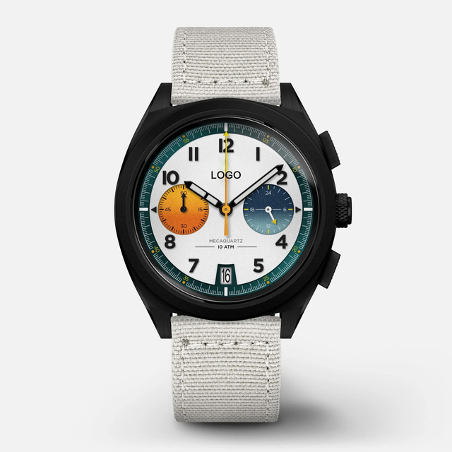 39MM Wrist Men Watch, Luxury Men's Quartz Watch Luminous Waterproof Chronograph Watches Nylon Band Sapphire Glass, with VK64