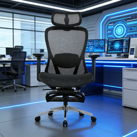 Chaise de bureau ergonomique contemporaine à dossier haut en maille, élégante, avec base chromée pour bureau à domicile et atelier
