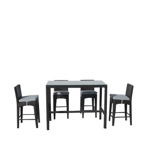 Moderno de lujo al aire libre <span class=keywords><strong>terraza</strong></span> Bistro ratán mimbre alta <span class=keywords><strong>Bar</strong></span> comedor silla muebles conjunto al aire libre Muebles de Jardín conjuntos - Product Image 6