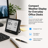 Kylendar Mini 4.2" Tableau de bord météo numérique de bureau avec Wi-Fi, affichage de la date, de l'heure, de la température et des prévisions météo, calendrier de bureau pour poste de travail