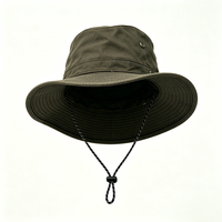 Topi Safari Unisex Lebar dengan Tali Pengikat Dagu, Bahan Kanvas Anti Air, Pelindung UV, Cocok untuk Aktivitas Luar Ruangan, Santai, Olahraga, Memancing, Dapat Disesuaikan
