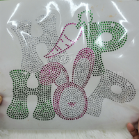 Conception personnalisée Joyeux Pâques Vente en gros Conception de transfert de strass et de paillettes