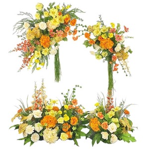 Décorations de mariage <span class=keywords><strong>orange</strong></span>, jaunes et champagne avec fleurs artificielles, arrangements floraux, décorations pour fêtes d'anniversaire - Product Image 5